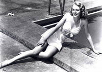 Leslie Brooks poolside photo print showcasing classic Hollywood charm.