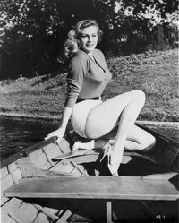 Anita Ekberg boat photo print showing vintage elegance and charm.