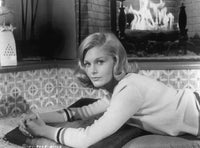 Carol Lynley Laying in Front of Fire Photo Print