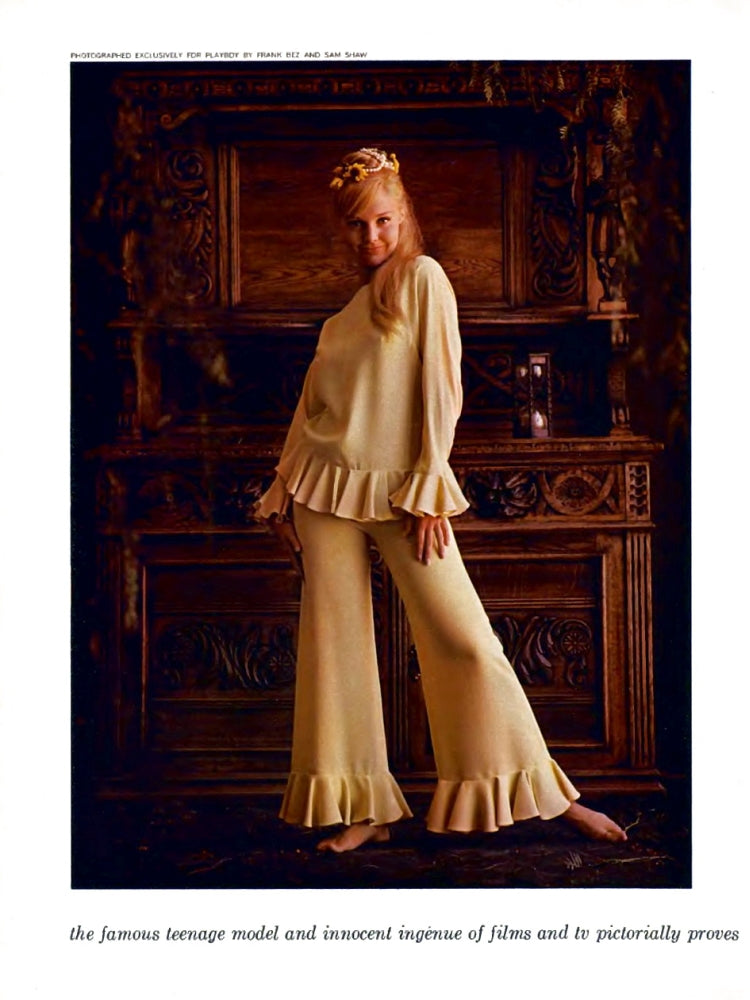 Carol Lynley Ruffle Bottom Pants Photo Print showcasing vintage fashion.