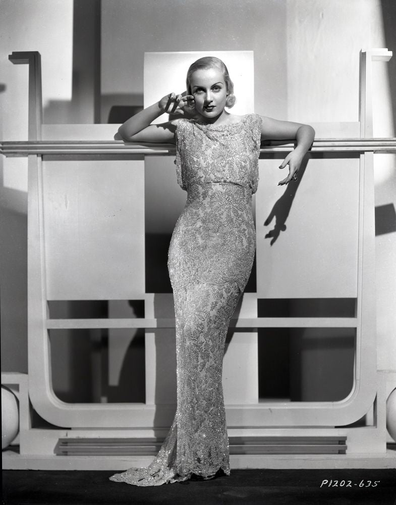 Carole Lombard Jewelled Gown Photo Print showcasing vintage Hollywood elegance.