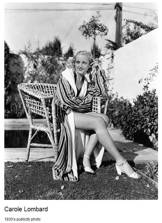 Carole Lombard in a striped bathrobe photo print