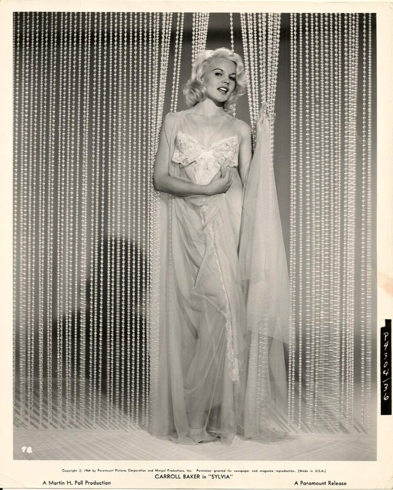 Carroll Baker Beaded Curtain Photo Print showcasing vintage cinema glamour.