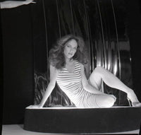 Catherine Bach Striped Outfit Photo Print showcasing vibrant fashion.