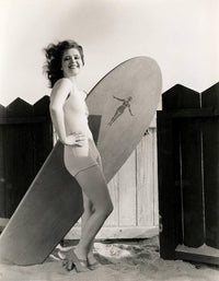 Clara Bow Surf Board Photo Print, vintage photo art
