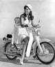 Claudia Cardinale Motorcycle Photo Print featuring classic cinema aesthetics.