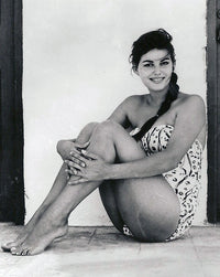 Claudia Cardinale in a white bathing suit photo print