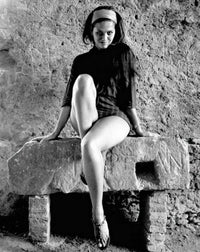 Claudia Cardinale Stone Bench Photo Print, classic cinema art