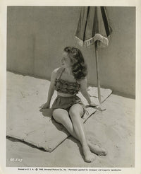 Ann Blyth Beach Umbrella Photo Print showcasing a vibrant beach scene.