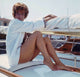 Claudia Cardinale White Boat Photo Print showcasing classic film elegance.