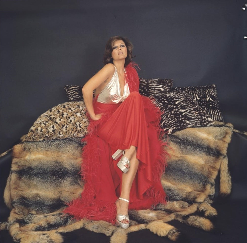 Claudia Cardinale Red Skirt with Pillows Photo Print, classic photography
