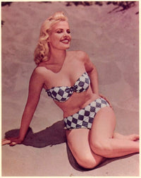Cleo Moore Checkered Bikini Photo Print showcasing 1950s vintage style