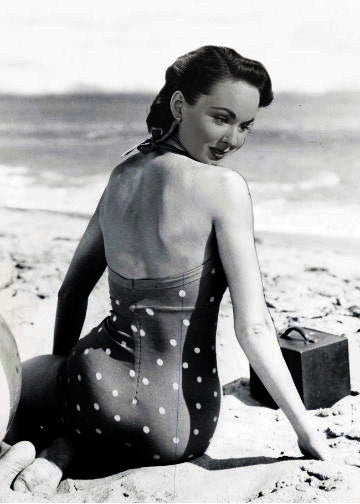 Ann Blyth Polkadot Bathingsuit Photo Print capturing vintage Hollywood elegance.