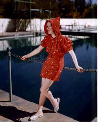 Deanna Durbin On Chain Railing Photo Print showcasing the classic actress.