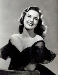 Deanna Durbin in elegant black dress with frill collar photo print