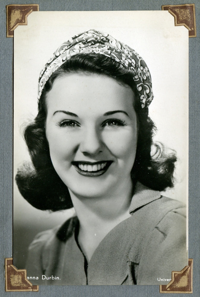Deanna Durbin Head Scarf Photo Print showcasing classic cinema style.
