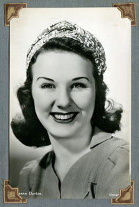Deanna Durbin Head Scarf Photo Print showcasing classic cinema style.