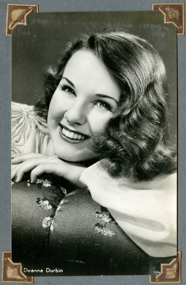 Deanna Durbin Hand on Chin Photo Print showcasing classic Hollywood elegance.