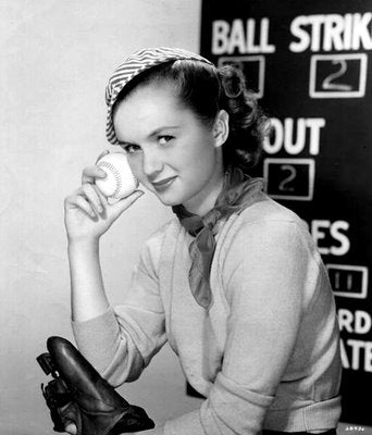 Debbie Reynolds holding a baseball photo print