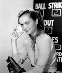 Debbie Reynolds holding a baseball photo print