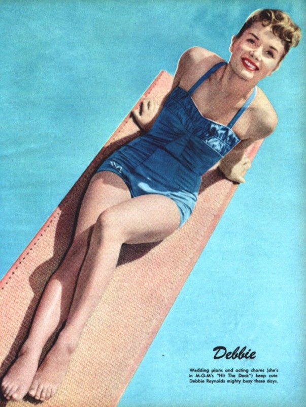 Debbie Reynolds On a Diving Board Photo Print capturing a joyful moment