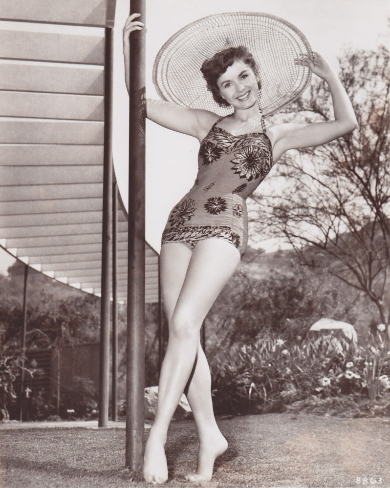 Debbie Reynolds wearing a sun hat photo print