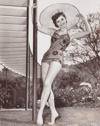 Debbie Reynolds wearing a sun hat photo print