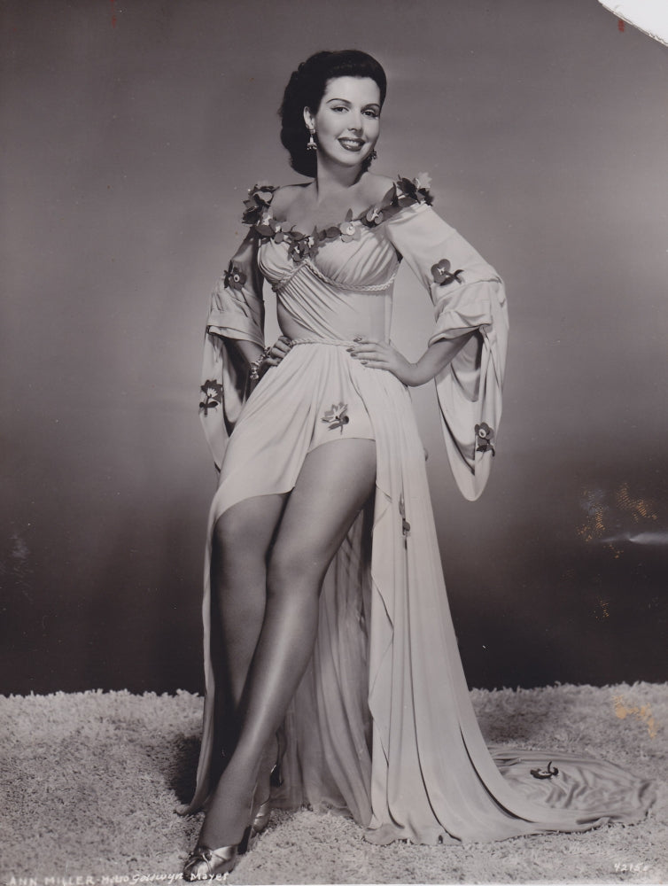 Ann Miller White Dress Photo Print showcasing vintage Hollywood elegance