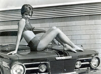 Deborah Walley sitting on a car photo print, vintage photography.