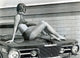 Deborah Walley sitting on a car photo print, vintage photography.