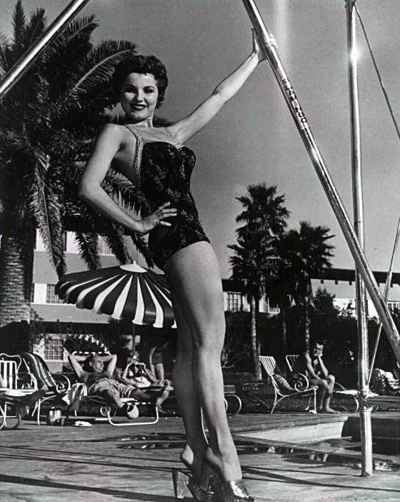 Debra Paget At the Pool Photo Print capturing classic elegance.