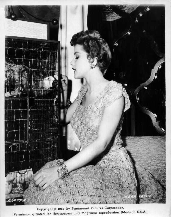 Debra Paget Next to Cage Photo Print showcasing classic cinema beauty.