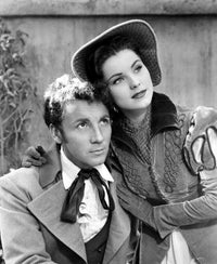 Debra Paget leaning into a man - vintage photo print