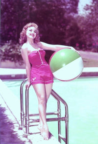 Debra Paget Poolside Photo Print showing classic Hollywood glamour.