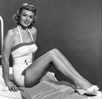 Donna Reed posed on towel photo print, classic Hollywood decor