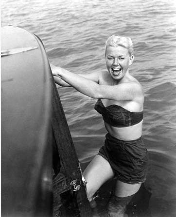 Doris Day In The Ocean Photo Print showcasing classic Hollywood style.