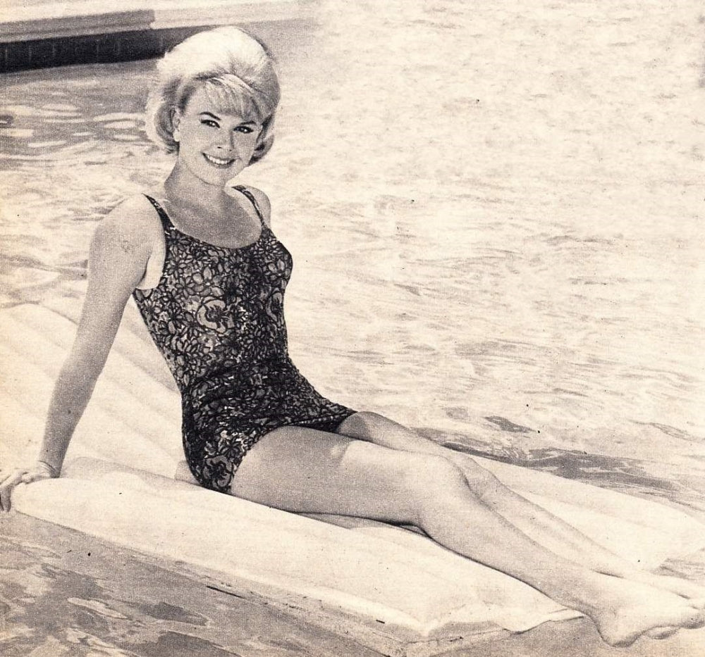 Doris Day Sitting on Pool Float Photo Print