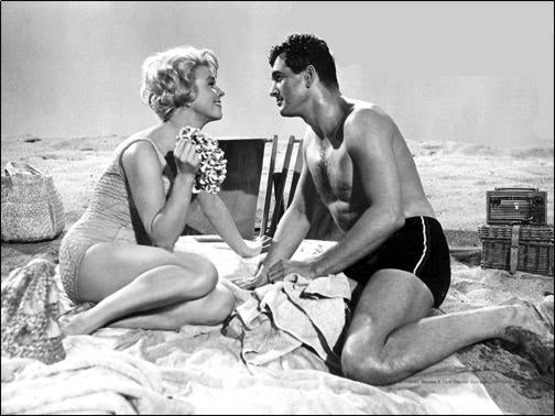 Doris Day Beach Scene Photo Print showcasing vintage charm and nostalgia.