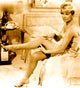 Doris Day Sitting on Bed Sepia Photo Print
