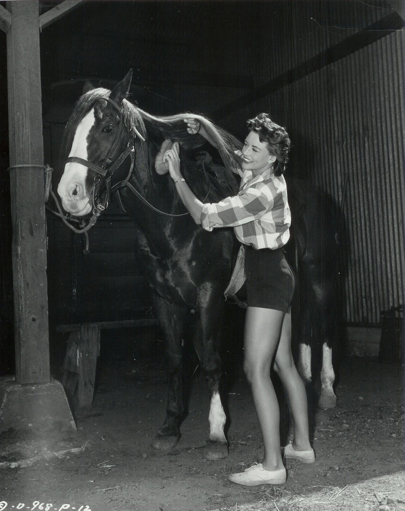Dorothy Malone photo print with horse, 8x10