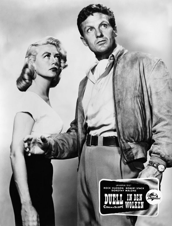 Dorothy Malone and Robert Stack standing photo print