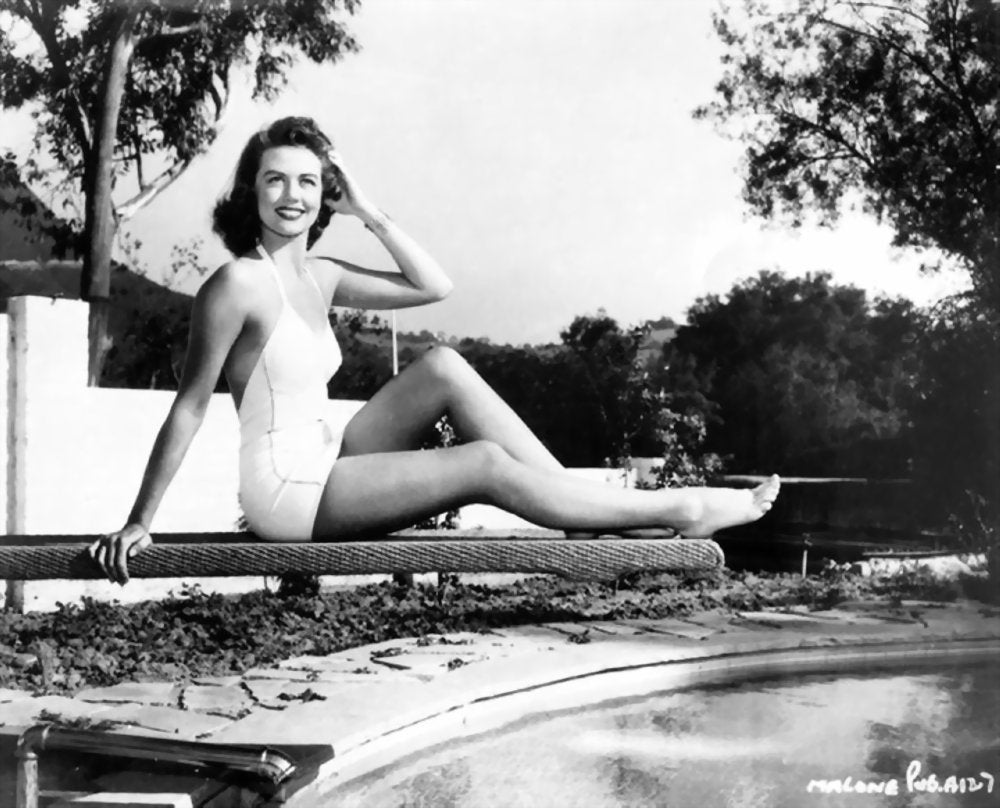 Dorothy Malone photo print sitting on a diving board