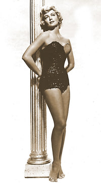 Dorothy Malone Leaning on Pillar Photo Print showcasing classic elegance.