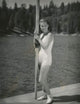 Dorothy Wilson On Dock Holding Pole Photo Print