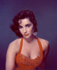 Elizabeth Taylor in Red Dress Photo Print with Blue Background