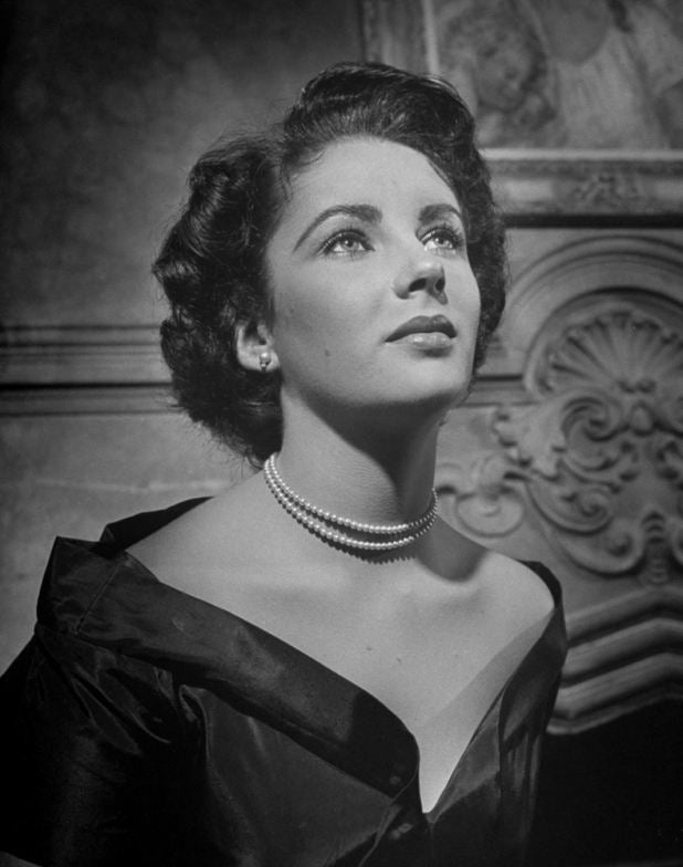 Elizabeth Taylor headshot looking up photo print