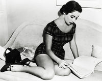 Elizabeth Taylor Reading on Bed Photo Print