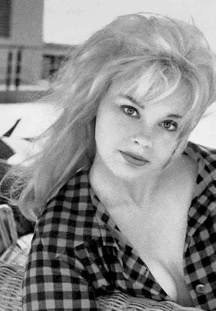 Elke Sommer Checkered Unbuttoned Top Photo Print