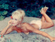 Elke Sommer laying topless on beach photo print