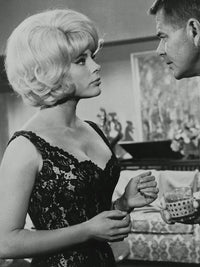 Elke Sommer Speaking with Man Photo Print
